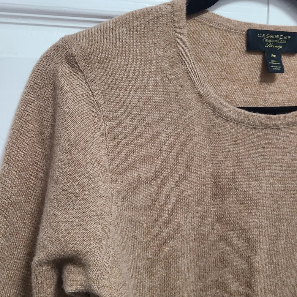 Charter Club Cashmere Beige Crew Neck Sweater PM‎